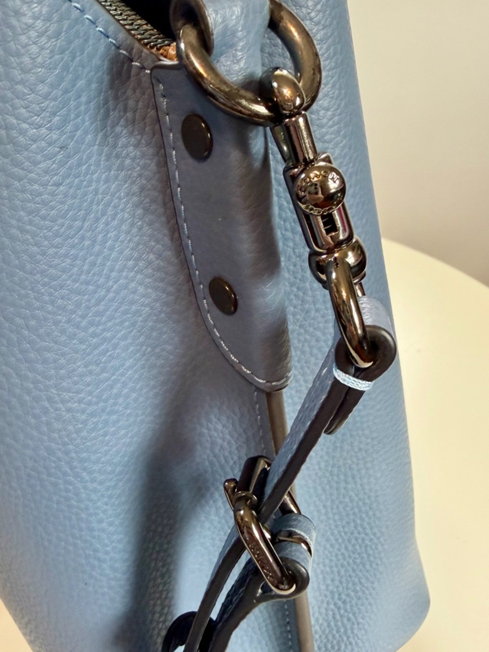 Coach Willow Blue Pebbled Leather Turnlock Crossbody Shoulder Bag EUC MSRP $395 - Picture 12 of 16